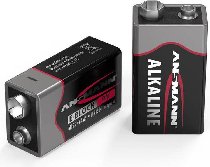 Actual product image Ansmann 9 V block battery alkaline manganese (2 pcs., 9V Block, 550 mAh)