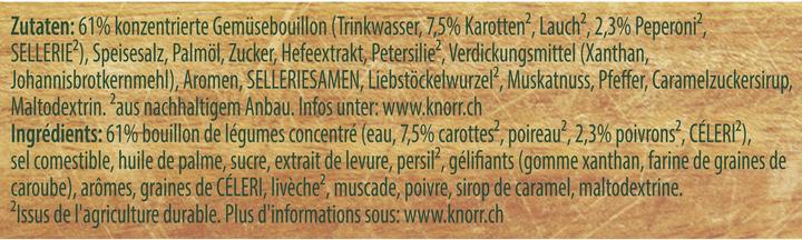 Valeurs nutritives et ingrédients Knorr Marmite de bouillon riche en légumes, consistance moelleuse pour sauces, plats de viande & wok (4000 ml)