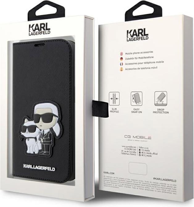 Actual product image Karl Lagerfeld iPhone 14 Pro Max 6.7 Saffiano Karl&Choupette bookcase (Apple iPhone 14 Pro Max)