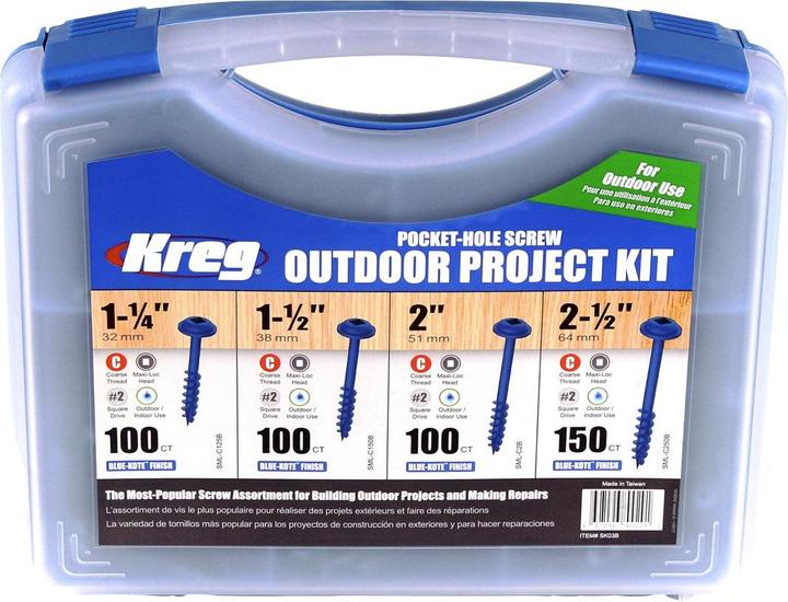Produktbild Kreg SK03B Pocket-Hole Schrauben Sortiment 450 tlg. Vierkantantrieb Grobgewinde (1 Schrauben pro Stück)