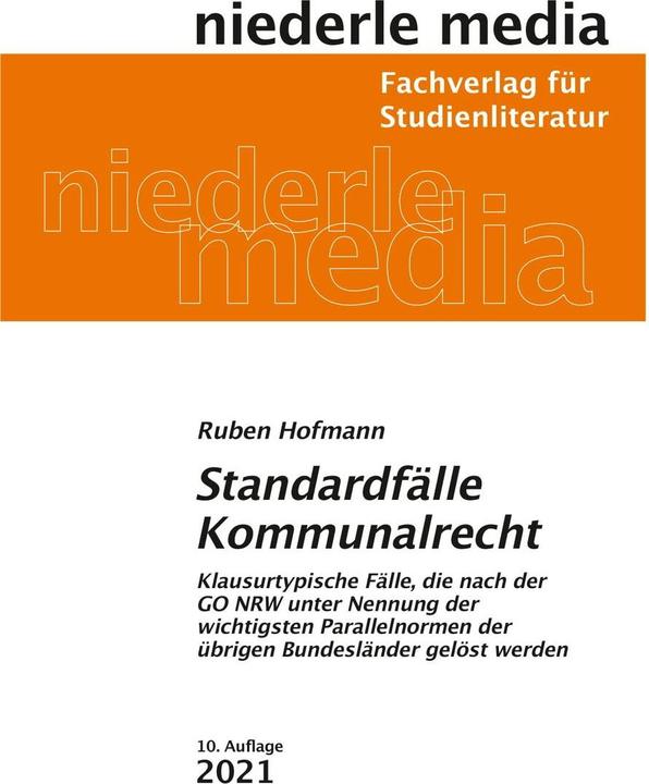 Produktbild Standardfälle Kommunalrecht (Deutsch, Ruben Hofmann, 2022)