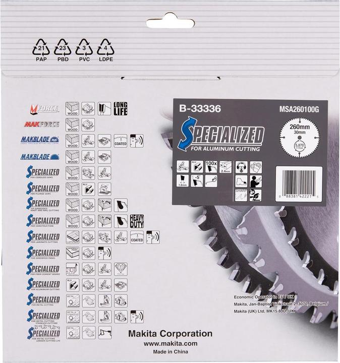Immagine prodotto Makita Lama SPECIALIZED 260x30x100Z (B-33336)