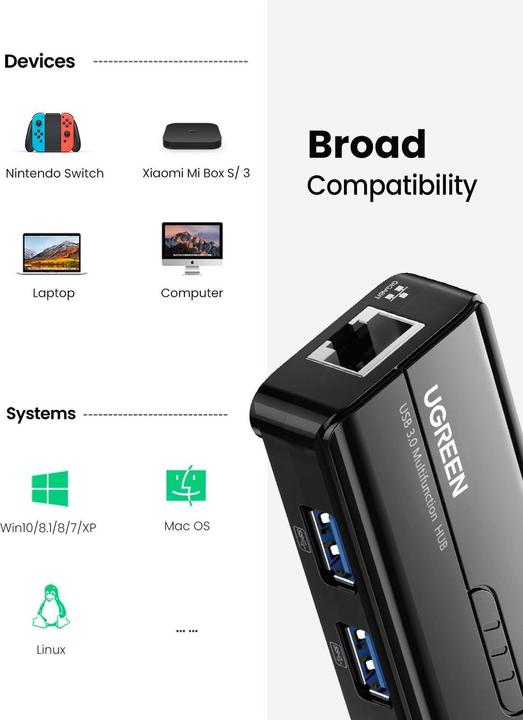 Produktbild Ugreen USB 3.0 Hub (USB-A, 4 Ports)