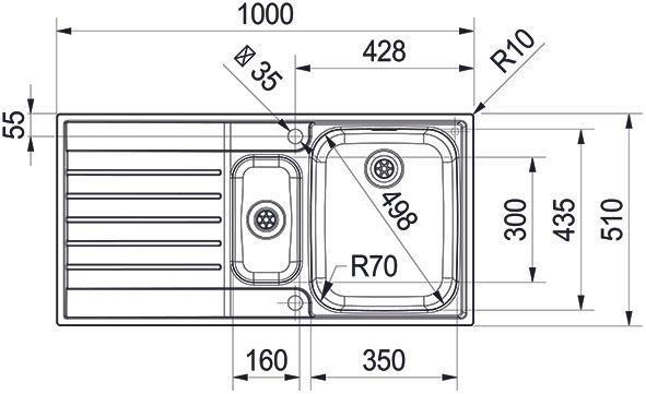 Actual product image Franke Insert sinks Argos AGX 651 (Top-mounted sink, 100 cm, 51 cm)