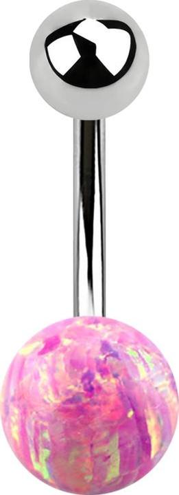 Star Piercing Banane silber mit Kugel und Kugel Opal pink (ohne Messing, Chirurgenstahl 316L)