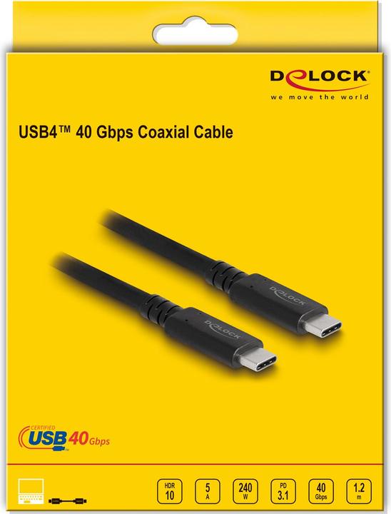 Immagine prodotto Delock USB4 40 Gbps Cavo coassiale 1,2 m USB PD 3.1 Extended Power Range 240 W (1.20 m, USB 4.0)