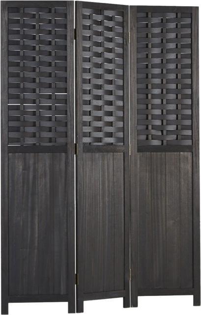 Produktbild Homestyle4u Paravent Raumteiler 3 teilig Holz Trennwand Rattan Optik Sichtschutz Schwarz