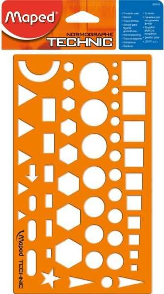 Actual product image Maped Drawing stencil NORMOGRAPHE TECHNIC, orange