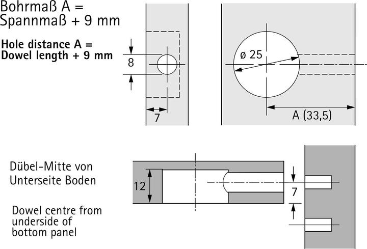 Actual product image Hettich Eccentric connecting fitting Rastex 25 (Connection fitting, 1 pcs.)