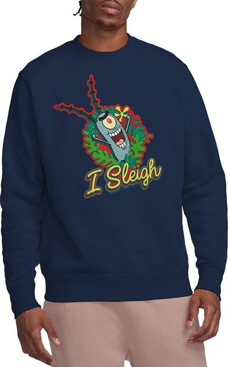 Immagine prodotto Spongebob Squarepants I Sleigh Felpa Natale Plankton Corona di Fiori Adulto Unisex (M)