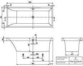 Produktbild Villeroy & Boch V&B Einbauwanne SQUARO R-eck1700x750mm we (195 l, 170 cm, 75 cm)