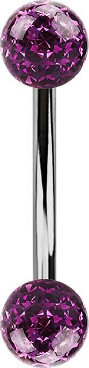 Star Piercing Banane silber mit zwei Kristallkugeln violett Epoxy Schutzschicht (ohne Messing, Titan G23)