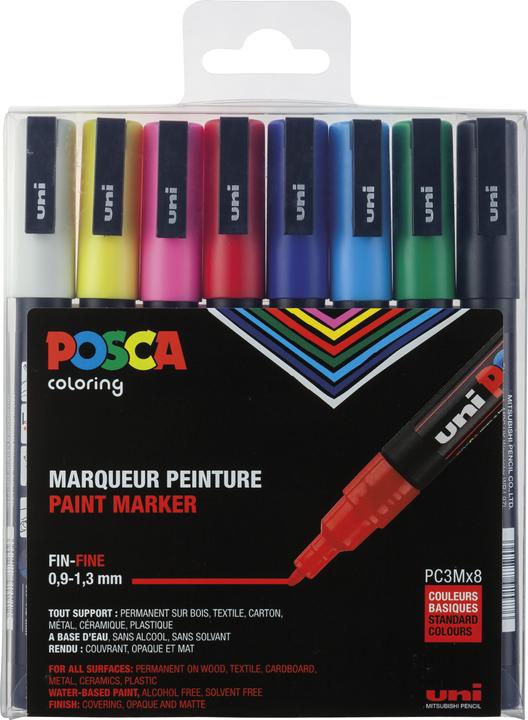 Actual product image Posca Marker PC-3M round tip (Multicolor, 1.30 mm, 8 x)