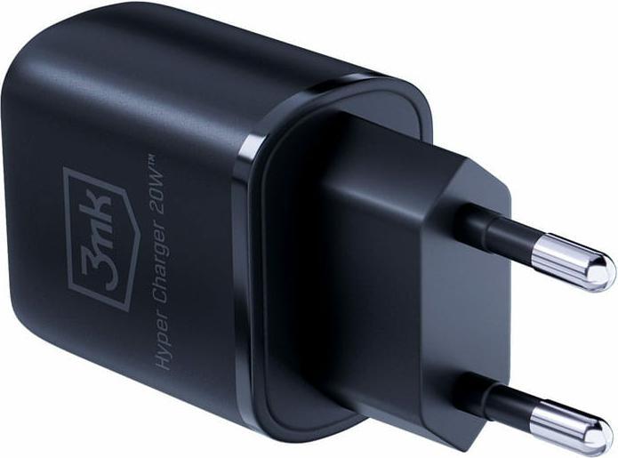 Immagine prodotto 3MK HyperCharger 20W 1xUSB-C + 1xUSB-A ładowarka sieciowa PD/QC czarna/nero (20 W)