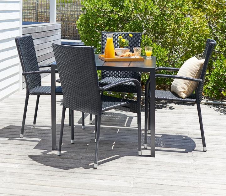 Produktbild JYSK 3745140 Gartenstuhl Abendessen Harter Sitz Harte Rückenlehne Stahl Schwarz