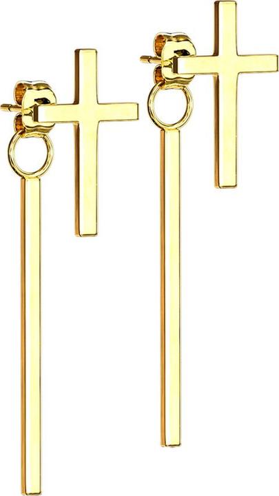 Immagine prodotto Star Piercing Orecchini a perno Croce placcata oro con ciondolo a barretta (senza ottone, Acciaio chirurgico 316L)