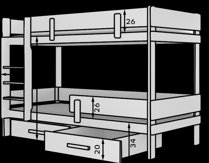 Produktbild ADRK Furniture Doppelstockbett mit ETIONA 200x90 Matratzen (200 x 90 cm)