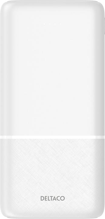Actual product image Deltaco Powerbank 20,000 mAh, 2x USB-A, 1x USB-C - White (20000 mAh, 10.50 W)