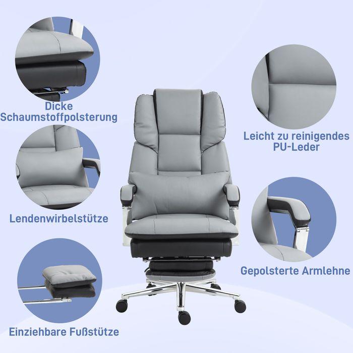 Actual product image Swisshandel24 Office chair with rocking function, up to 180kg, ergonomic, 160° reclining backrest, artificial