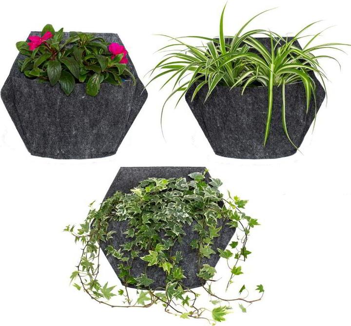 CitySens 3 Pack Wall Planters  planteur gris  couverture textile grise
