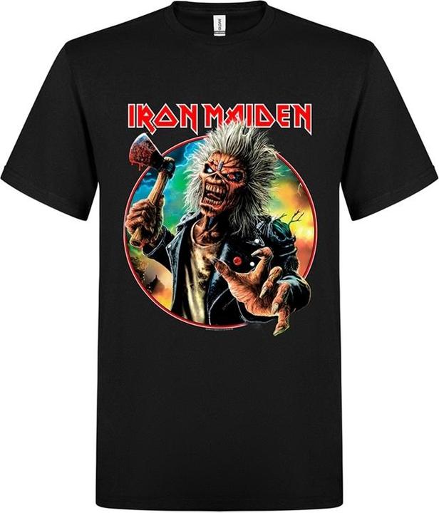 Iron Maiden Axe Eddie Red White Circle Back And Front TSFB