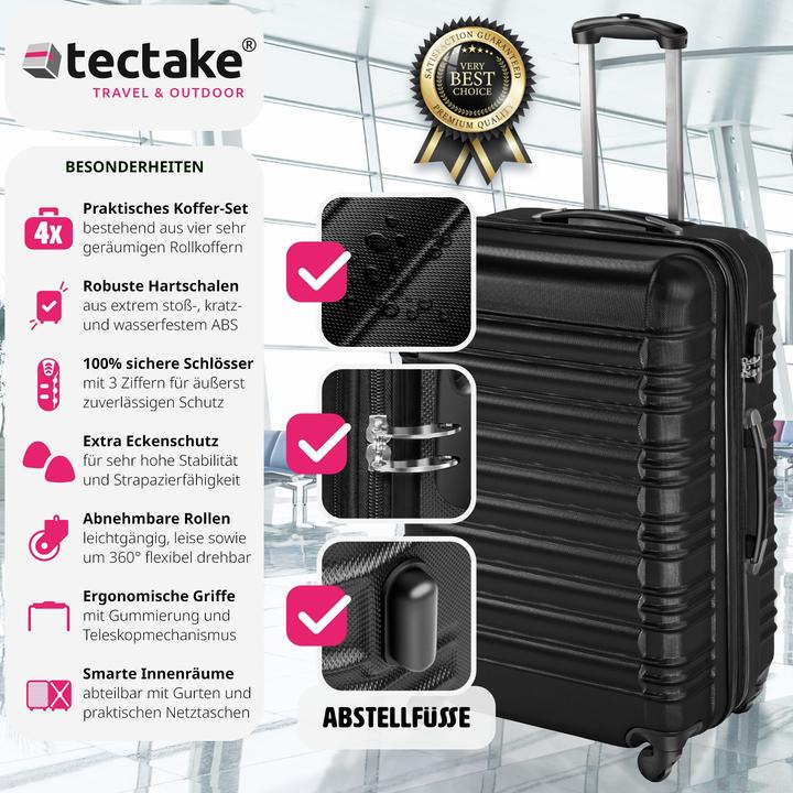 Image du produit tectake Set de 4 Valises (106 l, Bagage à main (jusqu'à 50l), M (50 - 90l), L (90 - 115l), XL (à partir de 115l))