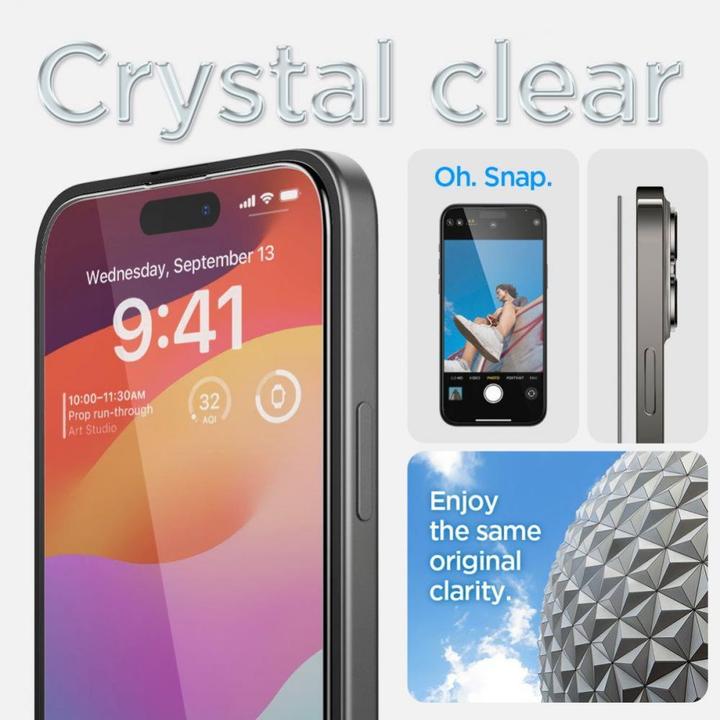 Actual product image Spigen TEMPERED GLASS GLAS.TR "EZ FIT" FC 2-PACK IPHONE 15 BLACK (2 Piece, Apple iPhone 15)