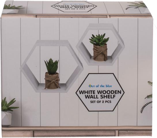 Produktbild Ootb Weisses Wandregal, 6-eckig, 2er Set (23 x 20 x 9 cm)