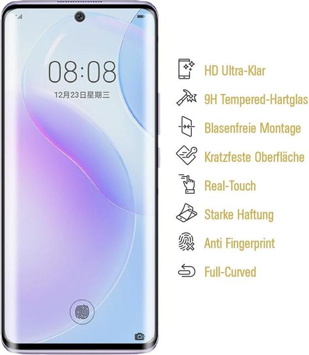 Actual product image Protectorking 1x real tempered 9H armoured glass 3D CLEAR (1 Piece, Huawei Nova 9)