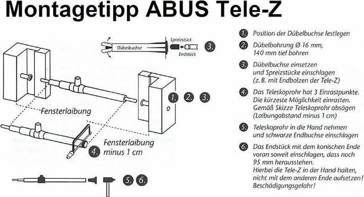 Produktbild Abus Tele-Z 220 W AL0125 Teleskopstange weiss