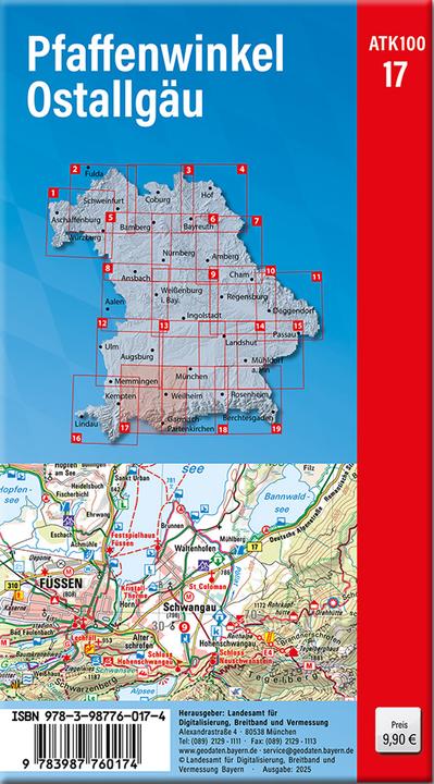 Produktbild ATK100-17 Pfaffenwinkel, Ostallgäu (Amtliche Topographische Karte 1:100000)