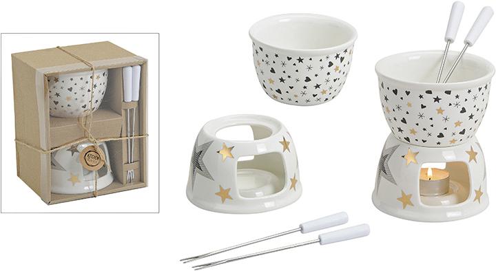 Produktbild G. Wurm Schoko-Fondue Stern/Herz aus Porzellan (Schokoladenfondue)