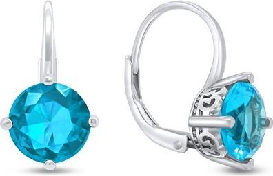 Brilio Silver - Fancy silver earrings withue zircons EA302WAQ