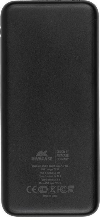 Actual product image Rivacase VA2041 10000 mAh Black Type-C input / output portable battery (10000 mAh, 10 W, 37 Wh)