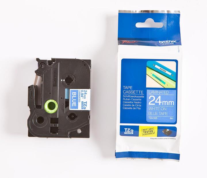 Actual product image Brother Tze-555 (2.40 cm, Blue, White)