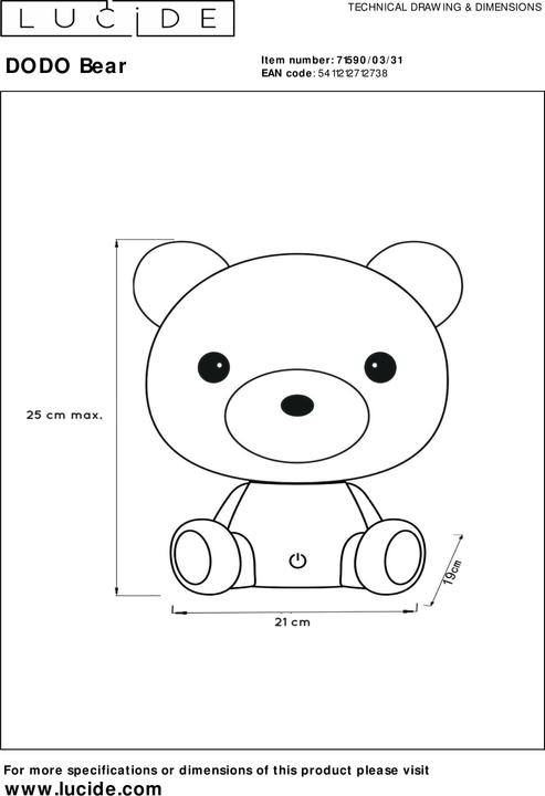 Image du produit Lucide Ours Dodo (250 lm)