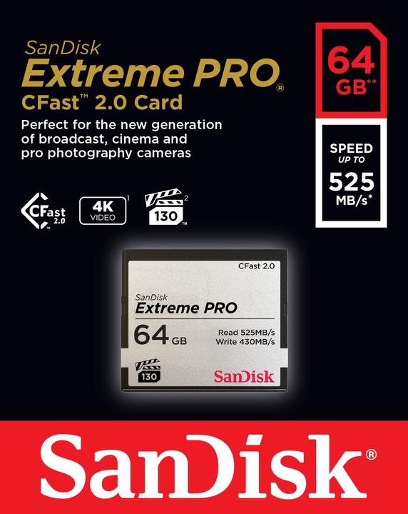 Immagine prodotto SanDisk Scheda CFast Extreme Pro 64GB (64 GB, CFast 2.0)