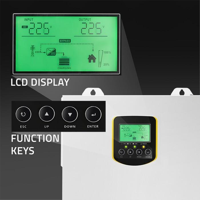 Produktbild Qoltec Hybrid Netzunabhängiger Solar-Wechselrichter 2 5 kVA | 2 5 kW | 100 A | MPPT | LCD-Anzeige |