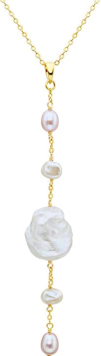 Valero Pearls Damen Sterling Silber Süsswasser-Zuchtperlen Gelbgold 40,0 cm Grundkette + 7,0 cm Verlängerung (Sterling Silber, 40 - 47 cm)