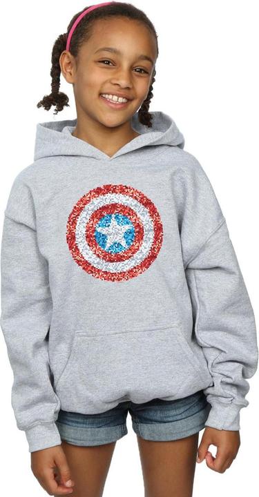 Produktbild Captain America Pixelated Shield Kapuzenpullover Mädchen (140, 146)
