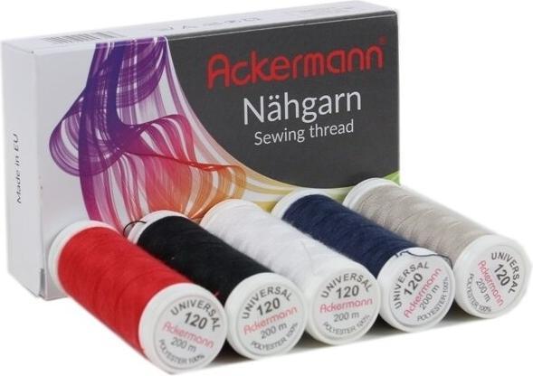Actual product image 5X 200m UNIVERSAL SEWING YARN (all-purpose sewing thread), thickness 120, 100% polyester