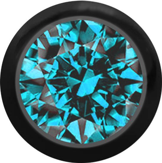 Star Piercing Micro Kugel schwarz mit Kristall aqua (ohne Messing, Titan G23)