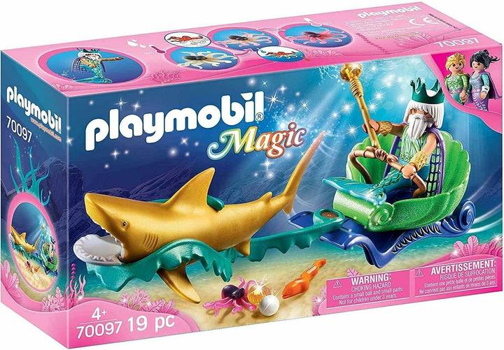 Immagine prodotto Playmobil Re del mare con il trasporto degli squali (70097)