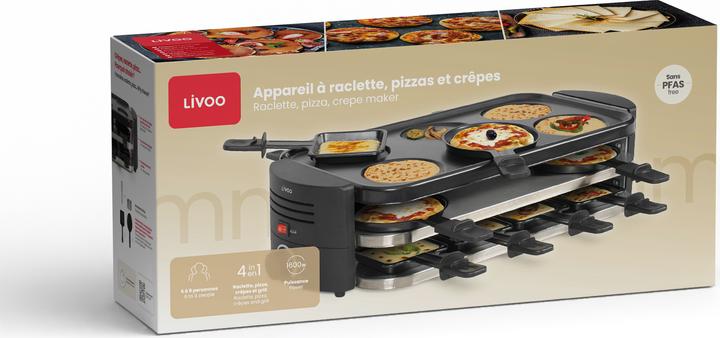 Image du produit Livoo Appareil à raclette, pizzas et crêpes 8 personnes
