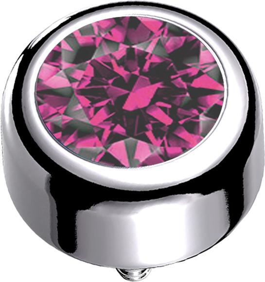 Star Piercing Dermal Anchor Zylinder silber mit Kristall pink (Titan G23, ohne Messing)