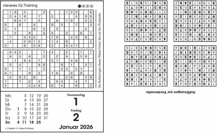 Productafbeelding Sudoku kalender 2026 - de populaire scheurkalender met 800 cijferpuzzels (Hardcover, Duits)