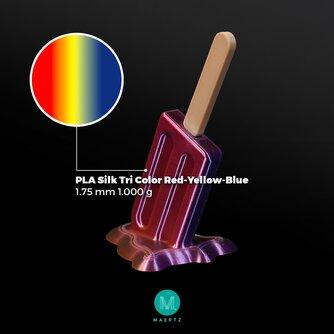 Immagine prodotto Maertz PLA Silk Tri Color Red-Yellow-Blue 1.75 mm 1.000 g (PLA, 1.75 mm, 1 g, Multicolore)
