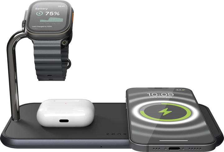 Produktbild Zens Dual+Watch Aluminium Magnetic Wireless Charger Black (20 W)