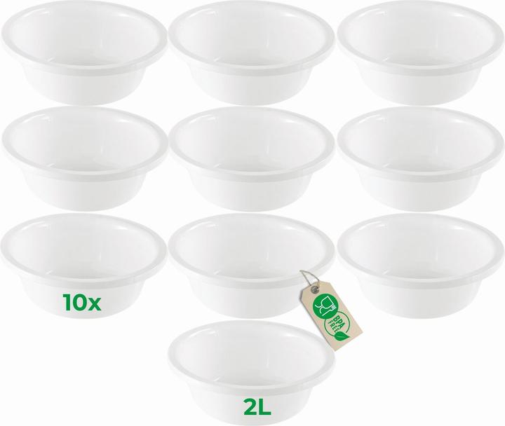 Novaliv 10x Spülschüssel Rund 2L, D24 cm, Weiss, BPA-frei Spülmaschinenfest Ideal für Küche und Campi