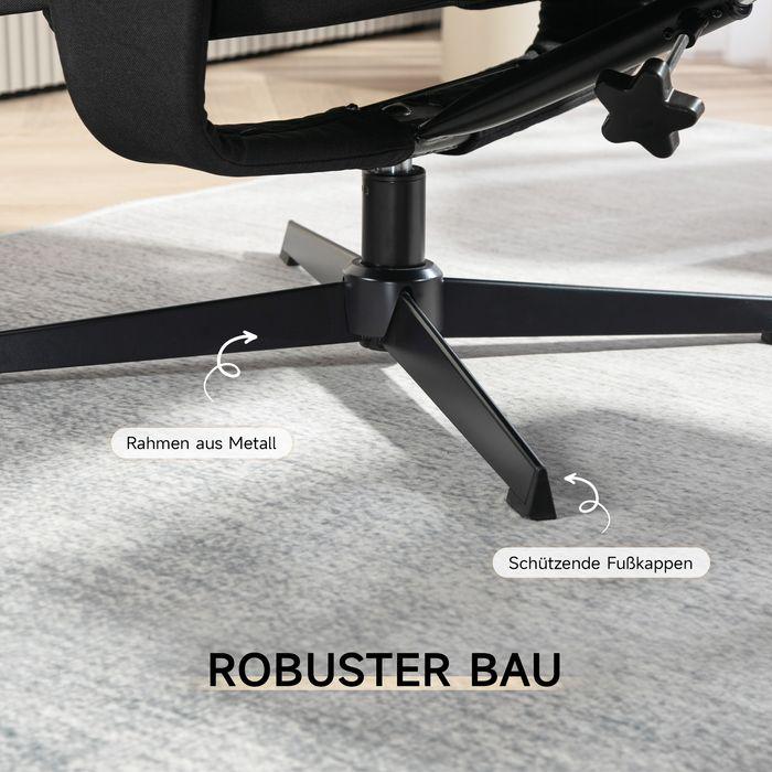 Produktbild Swisshandel24 Relaxsessel mit Hocker, Gepolstert Fernsehsessel mit Liegefunktion, Schwarz